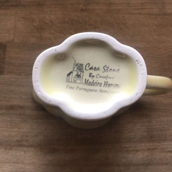Casafina Casa Stone Madeira Harvest Dijon Yellow CREAMER Portuguese Stoneware 4” - Picture 5 of 6